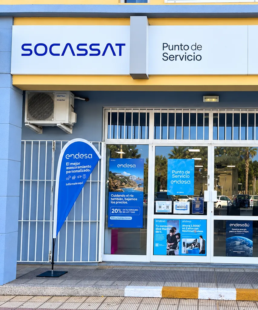 Fachada de Socassat Gran Canaria y Punto de Servicio Endesa en San Fernando de Maspalomas